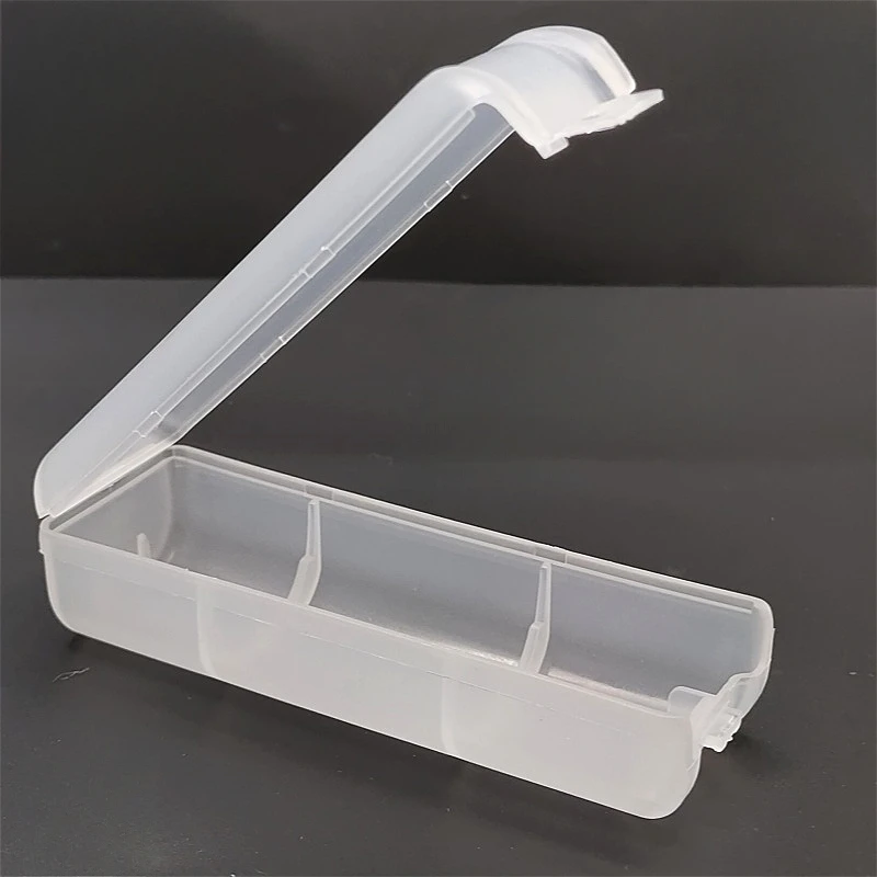 Scatola di immagazzinaggio batteria in PP da 1 pezzo per bianco smerigliato esteso a sezione singola 18650 a punta
