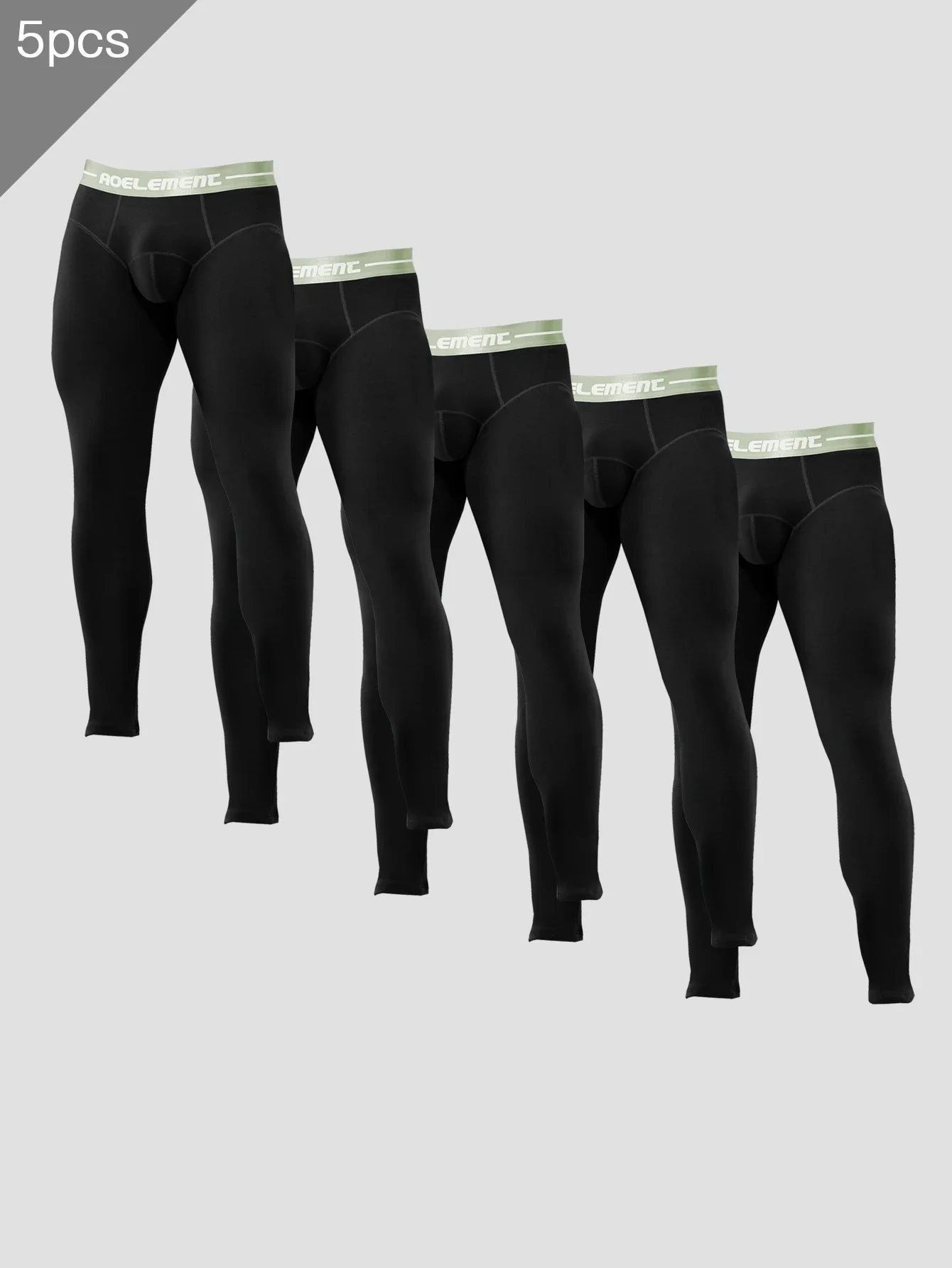 

5 шт. Мужское зимнее термобелье. Цельный, утолщенный и на флисовой подкладке. Теплые термоштаны, облегающие брюки с нитками