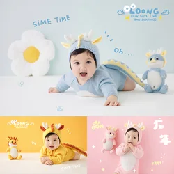 3-5 Months Baby Newborn Photography Outfits Knitted Dragon Costume Hat Crochet Baby Clothes Doll Studio Infant Photogshoot Props