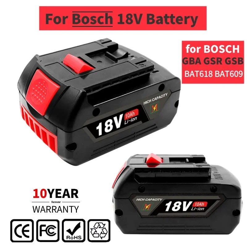 

18V Battery 6.0Ah for Bosch Electric Drill 18V Rechargeable Li-ion Battery BAT609, BAT609G, BAT618, BAT618G, BAT614 + 1Charger