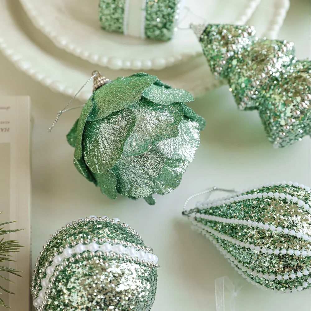 2026 Christmas Decoration New Green Foam Christmas Ball Glitter Sequins Balls Xmas Tree Hanging Pendants Home New Year Eve Decor - Image 4