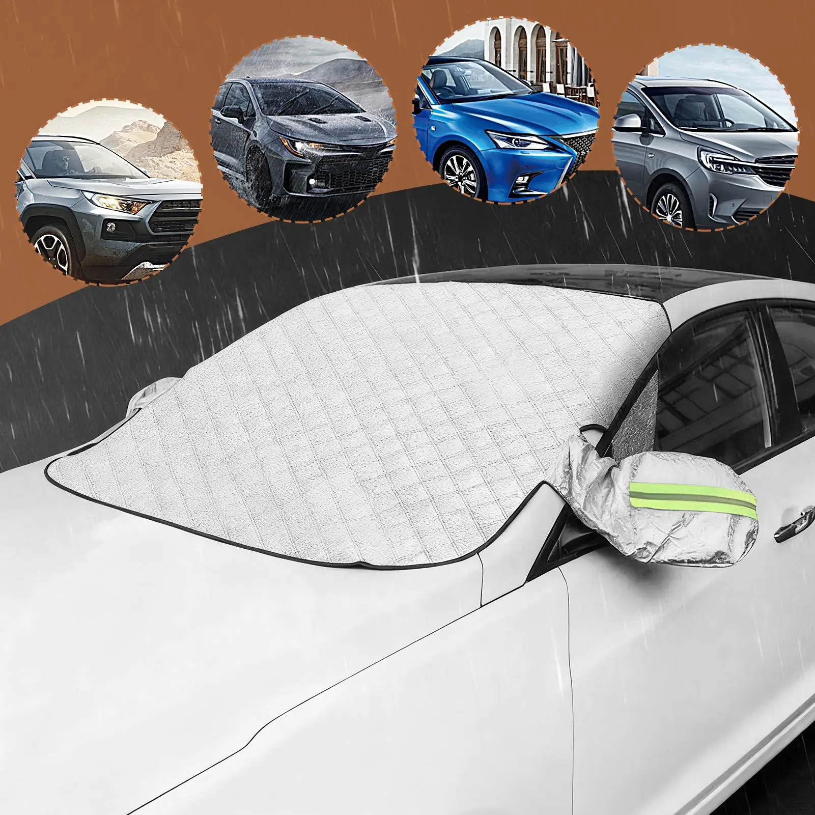 magnetic Car windshield snow shield with rearview mirror protector Foldable Windshield Winter Frost Shield for Vehicle Truck SUV