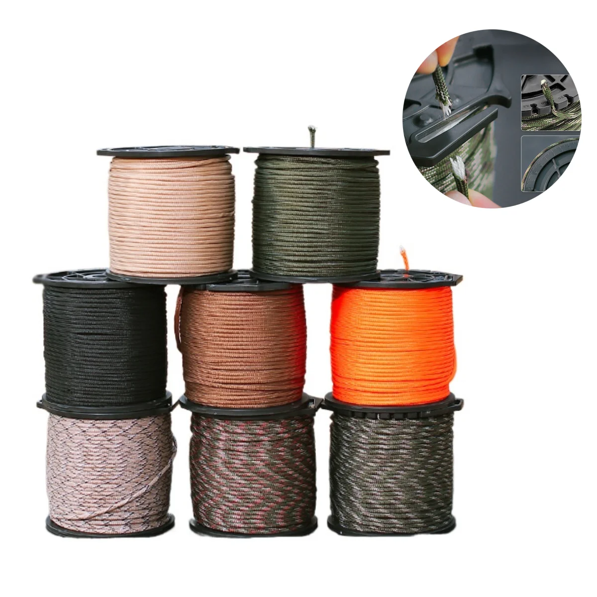 Outdoor Multifunctional 9-core Umbrella Rope with Spool 100m Length Binding 4mm Thick Clothesline Paracord Tent Wind Hiking Rope