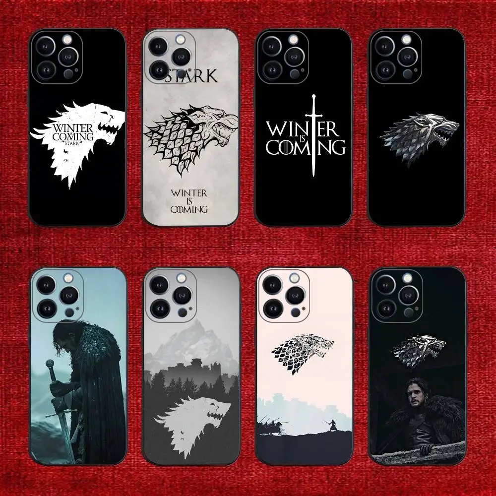 

Winter Coming Stark Phone Case For iPhone 16e,16,15,14,13,12,11,Pro,X,XS,Max,XR,Plus,Mini Soft Black Cover