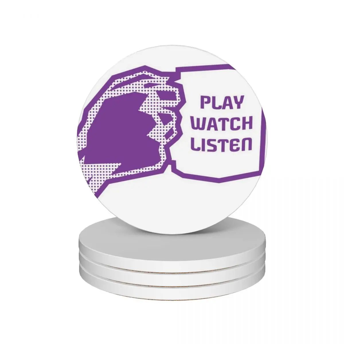 

Play, Watch, Coffee (purple) Ceramic Coasters (Set of 4) cup pads cute Coasters