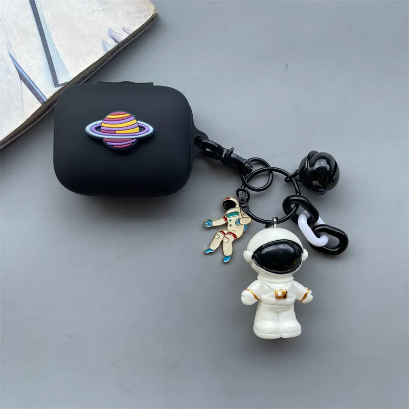 لطيف الكرتون رائد الفضاء سماعة واقية ل Shokz ، مفتوحة صالح لينة سماعة حماية غطاء مع قلادة جميلة ، كوكب