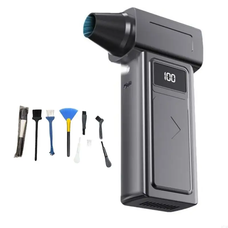 

Pack of 1 Professional Portable Blower Fan and Brush Set Featuring 130000 Motor Digital Screen 4 Wind Levels for Various 37JD
