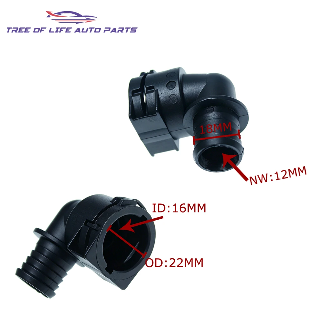 1/2/5/10x NW12 16mm 90° Radiator Cooling Water Hose Pipe Joint Coolant pipe Water Pump Quick Connector 07026008012 7026008012