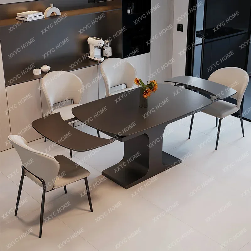 AAMinimalist Rock Slab Dining Table And Chair Combination Modern Simple Household Rectangular Dining Table Light Luxury High Sen