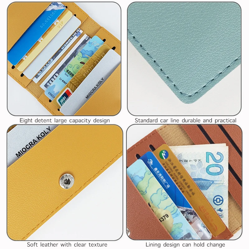 Porte-cartes de crédit pour femme, portefeuille solide, porte-monnaie design minimaliste, cuir PU souple, étui pour cartes de poche