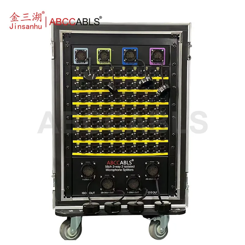 56-Channel 3-Way 2 Isolated Microphone Splitter 3-Pin XLR Audio Distribution Box For Live Sound, Studio Recording & Broadcast