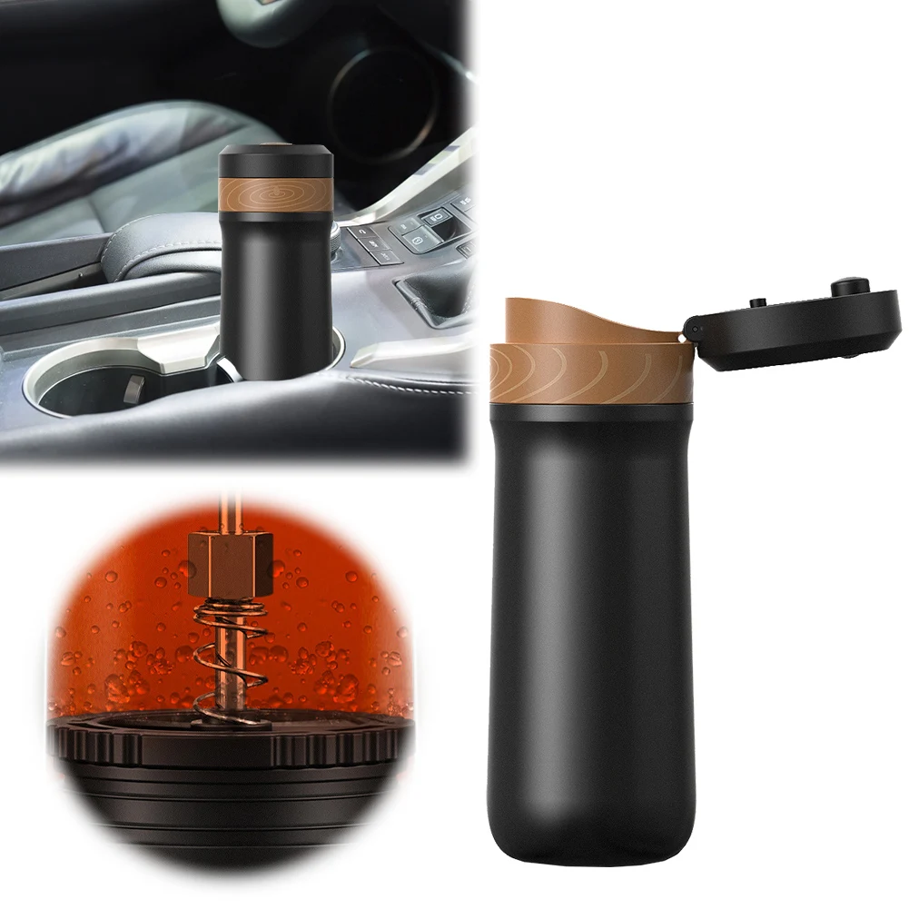 320ML Car Vacuum Insulated Bottle with Plunger Filter Stainless Steel Coffee Maker and Tea Maker Portable Coffee Pot for Camping