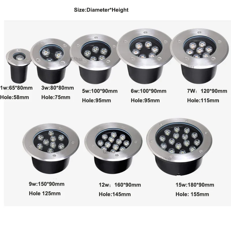 Waterproof Led Light Garden Underground Lamps 3W 5W 7W 9W IP68 Outdoor Buried Path Spot Recessed Ground Landscape 85-265V DC12V
