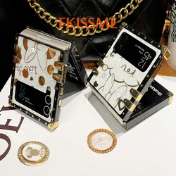 Fashion Gold Plating Mouse Duck Case dla Samsung Galaxy Z Flip 5 Flip 6 Glitter Phone Cover dla Samsung Galaxy Z Flip 4 Flip 3