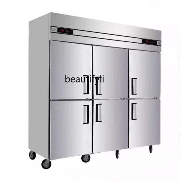 

Freezer Four-Door Refrigerator Commercial Vertical Copper Tube Stainless Steel Double Temperature Refrigeration Cabinet Freezer