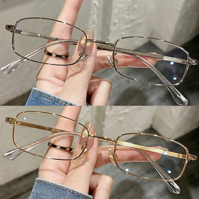 Women Men Vintage Square Glasses New Metal Frame Glasses Classic Anti Blue Light Eyeglass Japanese Gentle Eyewear Accessories