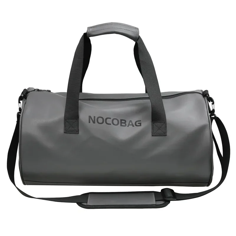 Fitness Bag for Men Large Capacity Sports Bag Cylindrical Training Handbag Leather Men\'s Short Distance Business Travel Totes