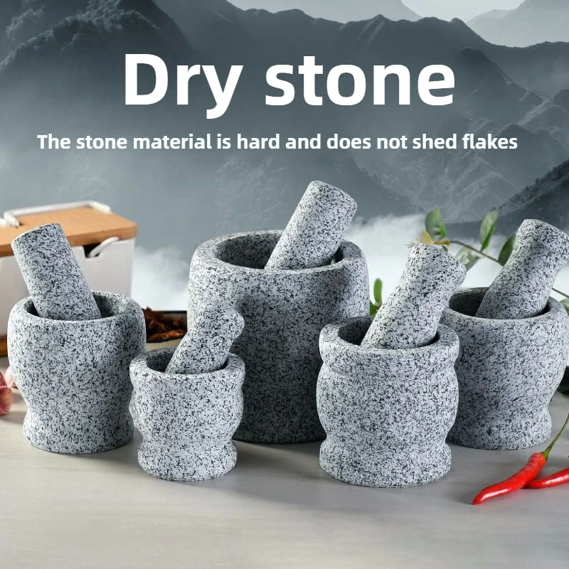 

Household Commercial Granite Garlic Masher Old-fashioned Stone Mortar and Pestle Manual Grinder Kitchen Garlic Pounding Tool