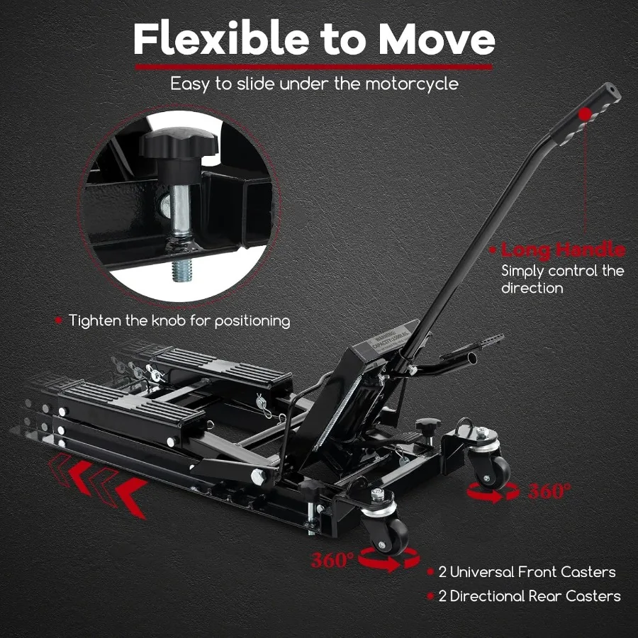 Goplus دراجة نارية رفع 1500 رطل مقص ATV الهيدروليكي جاك مع ألواح القدم مقبض طويل 2 أحزمة السقاطة 4 عجلات 4.7-15 رفع #4