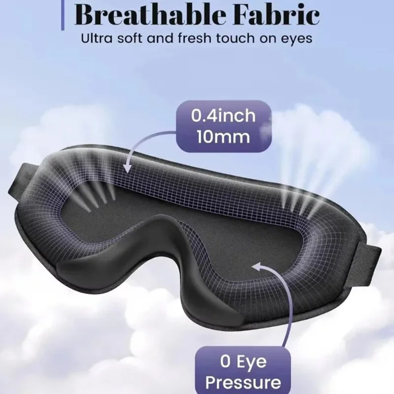 3D Blackout Breathable Sleep Mask, Soft Comfortable Eye Mask with Adjustable Strap Unisex