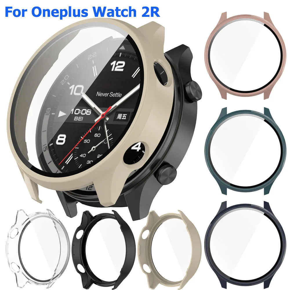 PC Protective Case For Oneplus Watch 2R Bumper Hard Frame Glass Full Coverage Cases with Film Shell Watch Band Accessories