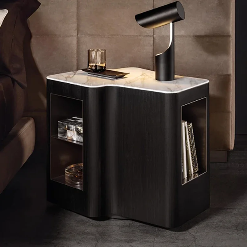 Marble sofa side cabinet simple bedroom sintered stone top storage bedside table