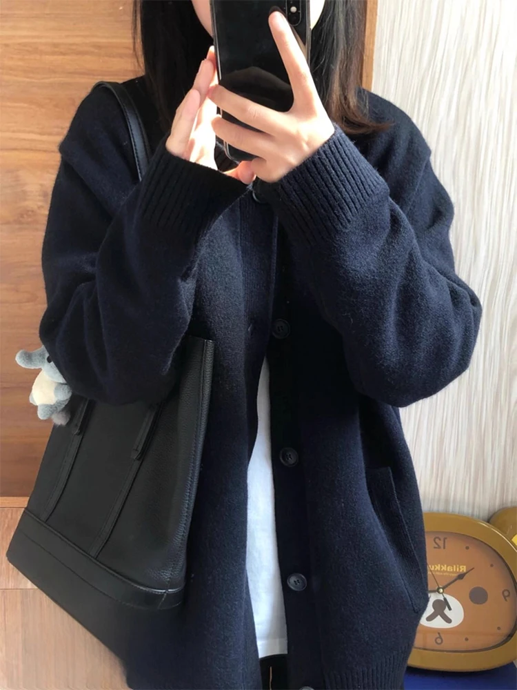 

American Sle Loose Lazy Sle Knitted Cardigan Autumn Winter Korean Sle Men Women Casual Matched Long Sve irt