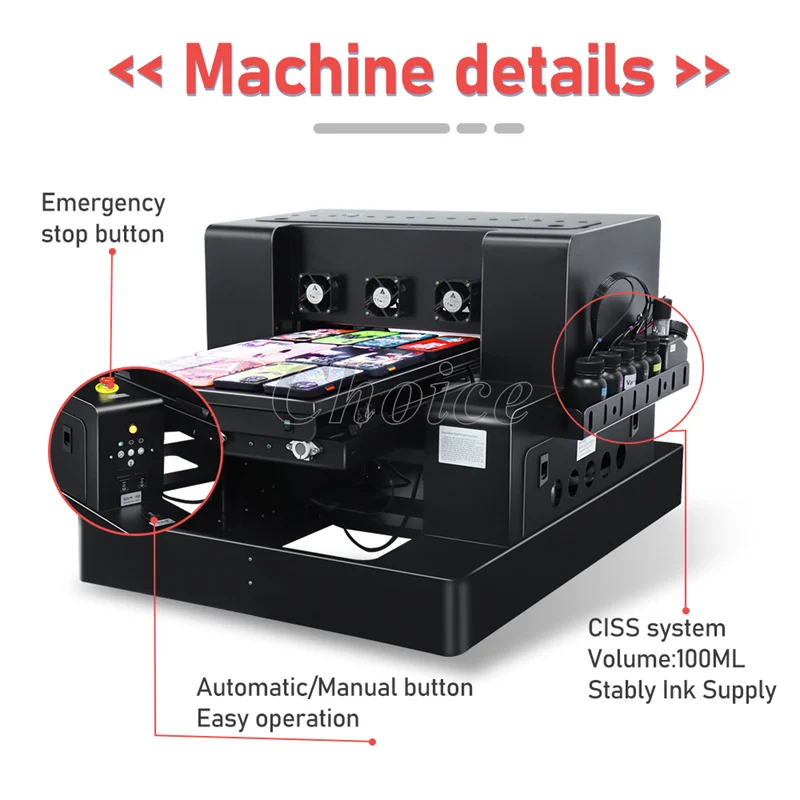 Commercial A4 XP600 UV Printer with Varnish 3350 Film DTF Printing Machine for Phone Case Sticker Printing Machine