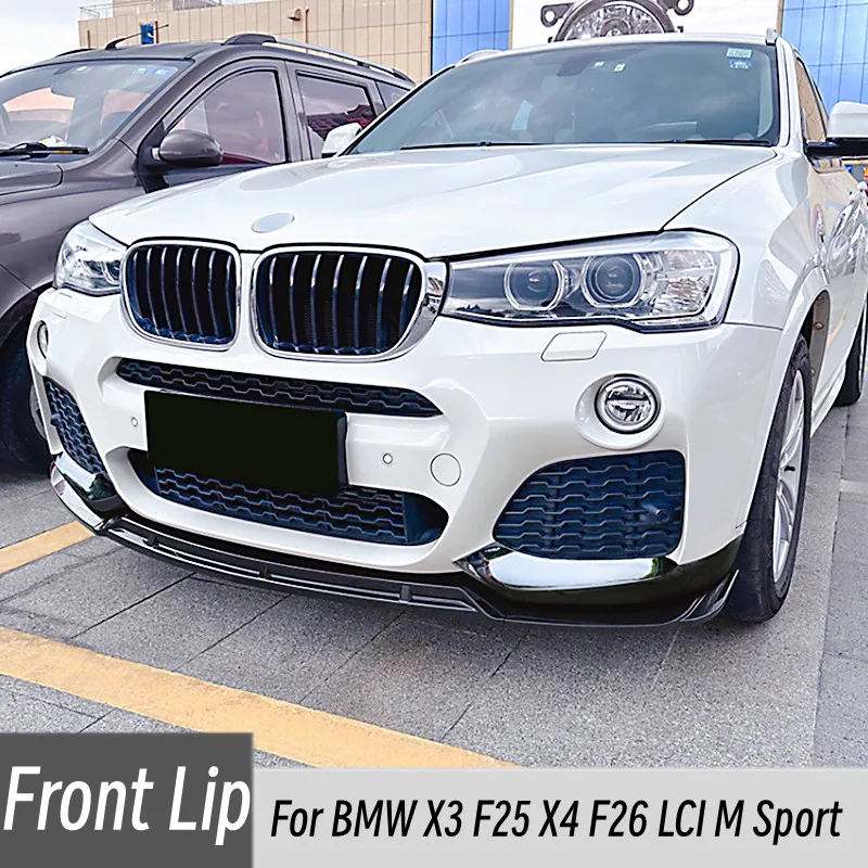 

For BMW X3 F25 X4 F26 LCI M Sport 2014-2017 Carbon Black Car Front Bumper Lip Splitter Diffuser Body Kit Spoiler Trim