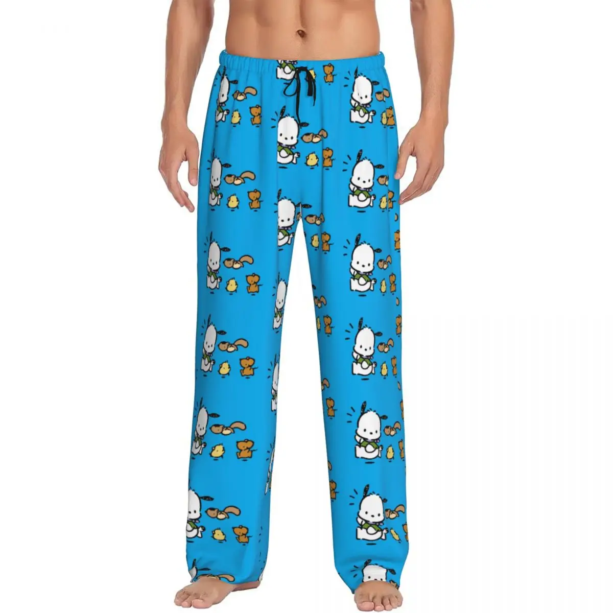 Custom Printed Pochacco Pajama Pants Men's Comic Hot Sleep Sleepwear Bottoms with Pockets