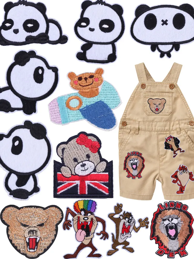 UK Flag Emblem Bear Applications Embroidered Patches Clothing Thermoadhesive Patches Bear Patch on Clothes Animal Badges Sewing