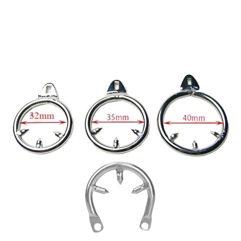 BDSM Metal Spikes Penis Ring for Men Cock Stretcher Testis Lock Anti-erect Chastity Cage Device Bondage Set Erotic Sex Toys
