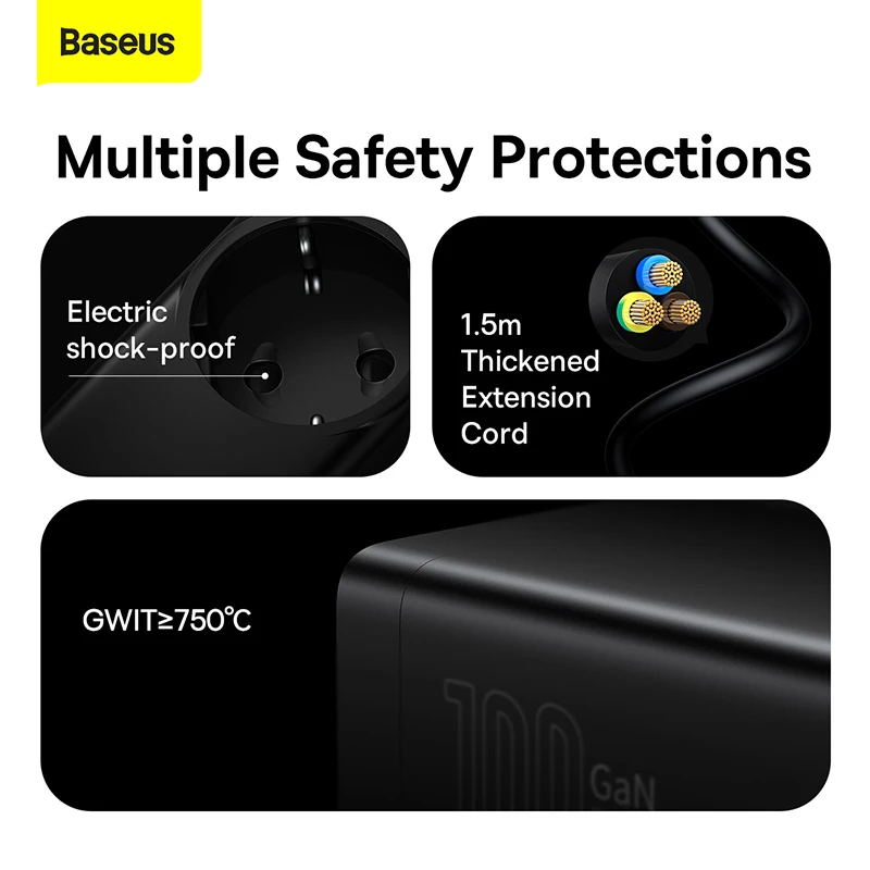 Baseus-100W 65W GaN USB 충전기 데스크탑 전원 스트립 유형 C PD QC 빠른 충전 4.0 3.0 아이폰 14 13 맥북 프로, 퀵차저 퀵차저 usb-c