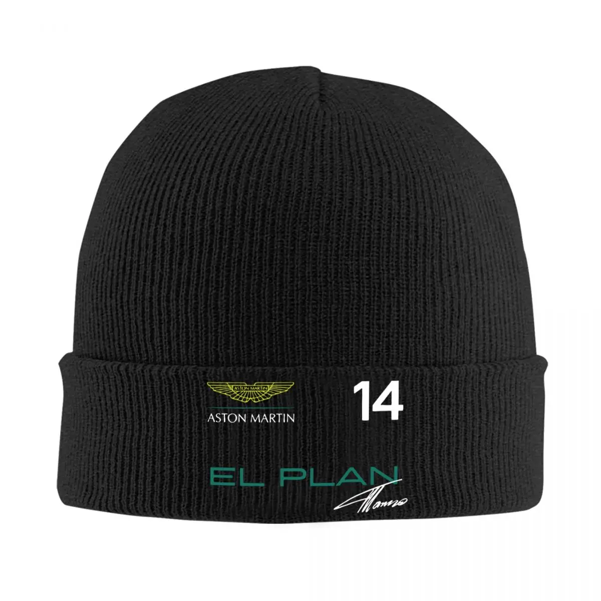 Aston Martin Team Knit Hat Beanie Winter Hats Warm Spanish Racing Driver Fernando Alonso 14 Cap for Men Women