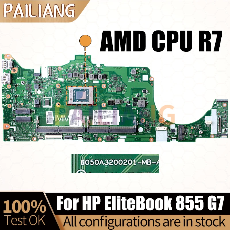 Imagem -02 - Motherboard Laptop para hp Elitebook Cpu r7 Mainboard Notebook Testado Completo Cpu 6050a3200201 M21682601 855 g7