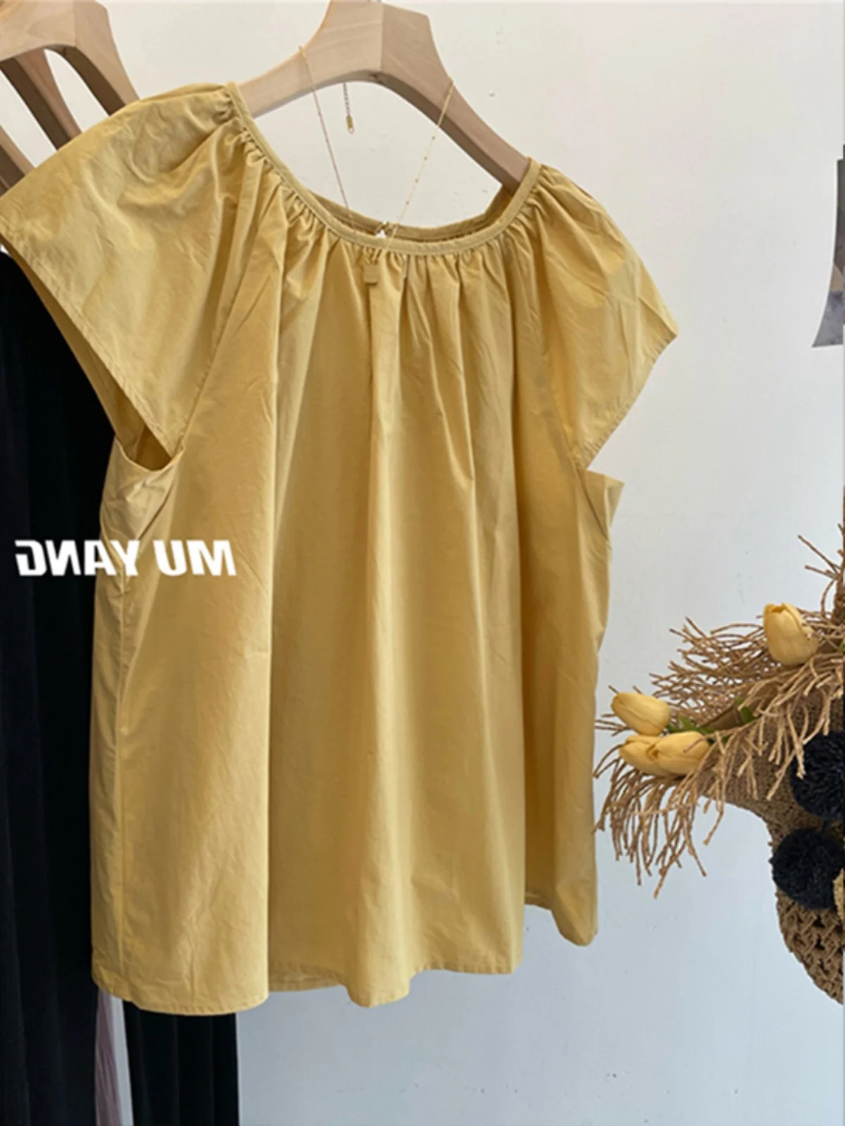 

Ele Loose Women's irt Summer Faion Design Sensation ort Sve Babydoll Top Vintage Sle round Ne Casual Wear