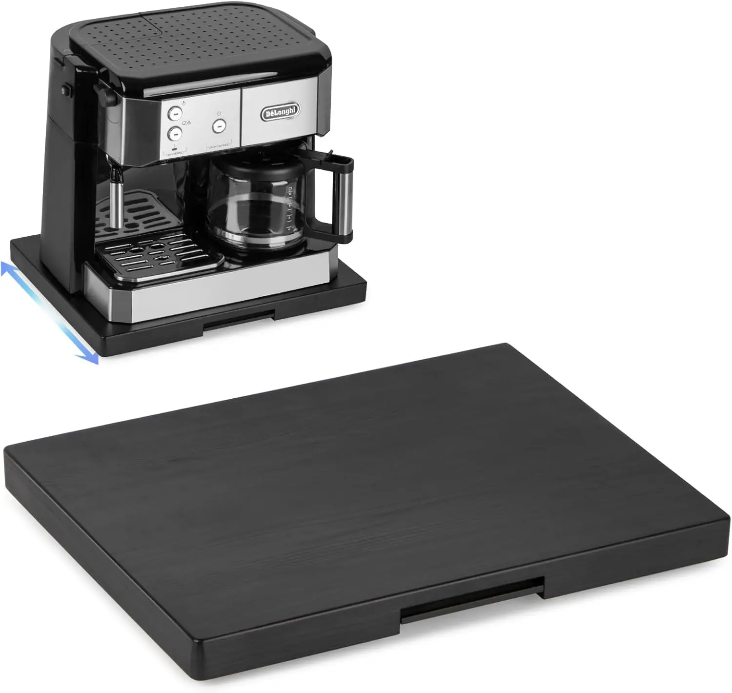 

Appliance Slider, Wooden Sliding Tray for Coffee Maker, Coffee Pot Slider for Counter, Kitchen Caddy Rolling Tray (Classic Black