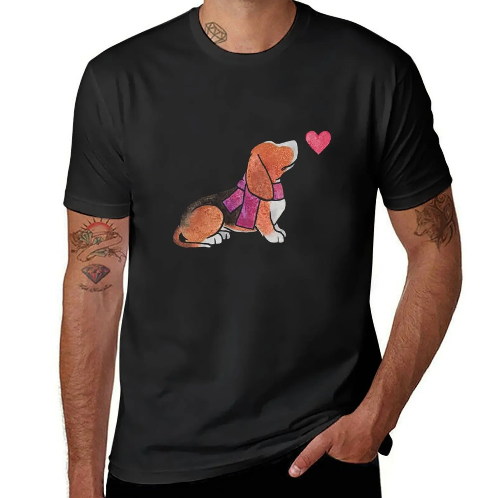 Watercolour Basset Hound T-shirt sports fans shirts graphic tees Men's t-shirts