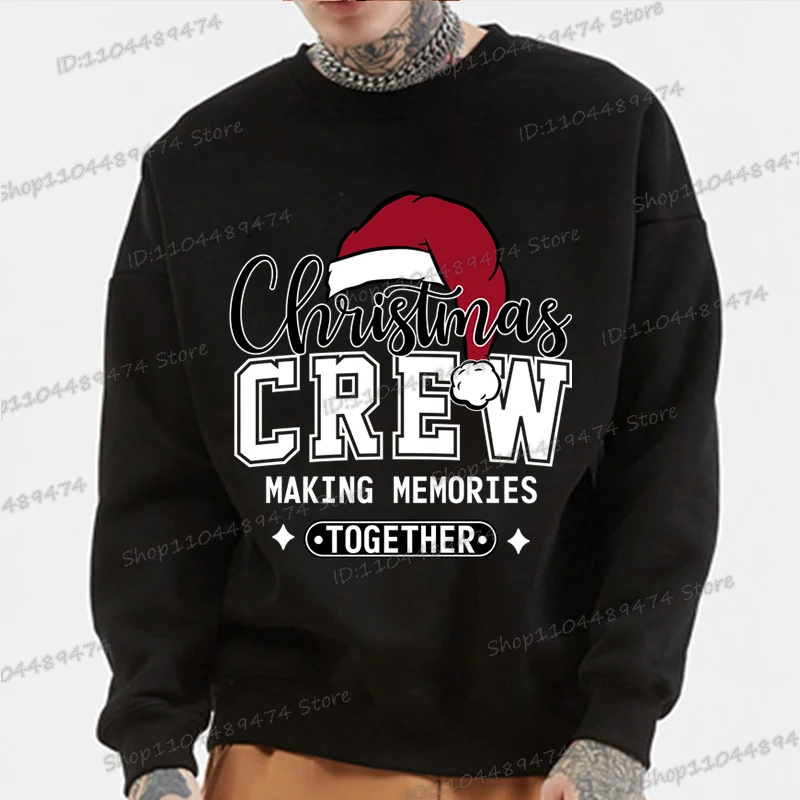 عيد الميلاد طاقم صنع ذكريات معا مطابقة الأسرة الرجال النساء بلوزات الخريف سترة أنيقة تحمل شعار لعبة البيسبول عادية Crewneck الشارع الشهير