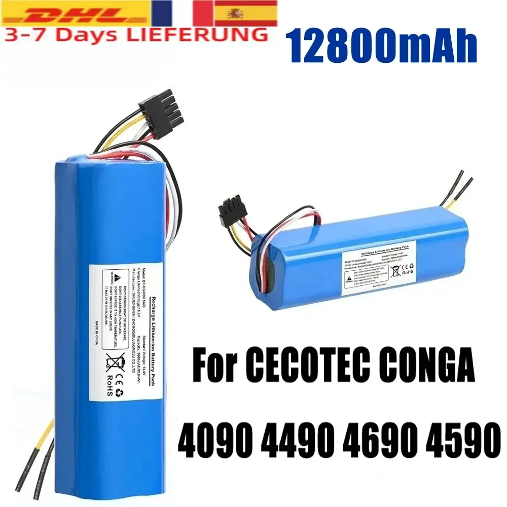 New 12800mAh Li-ion Battery for CECOTEC CONGA 4090 4490 4690 4590Robot Vacuum Cleaner 14.8V 18650 4s2p