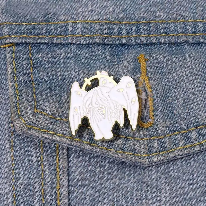 White Angel Enamel Pins Pure Angel Wings Custom Brooches Seraph Lapel Badges Cartoon Funny Jewelry Gift for Kids Friends