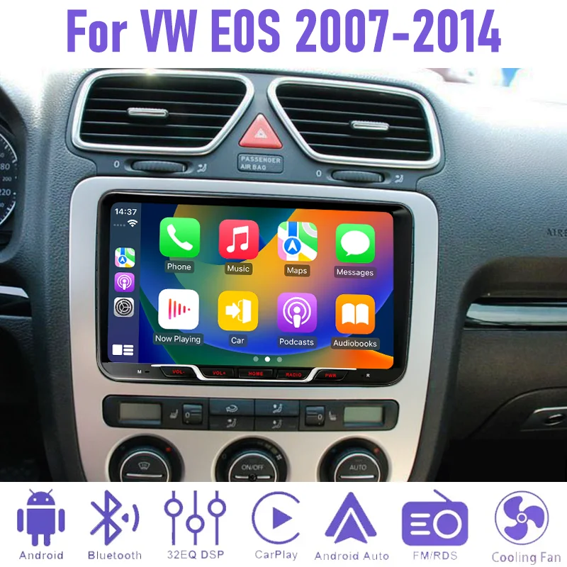 

9" 4+64GB Car Radio For VW EOS 2007-2014 Android 15 Auto Support Wireless Apple Carplay 2DIN GPS FM Google Map