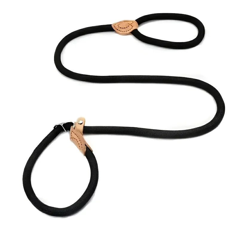 Corde de chien marketavec contrôle de traction, ceinture sans boucle de nervure, joint en cuir durable, colliers pour animaux de compagnie en forme