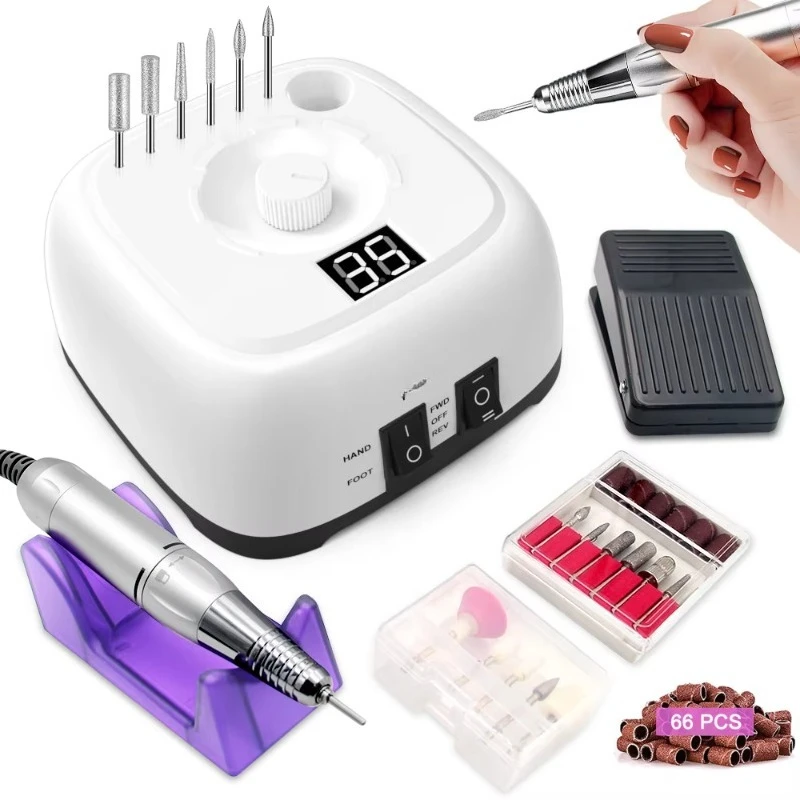 

66PCS Strap Manicure Pedicure Nail Drilling Machine Electric Acrylic Gel Dipped in Powder Nails