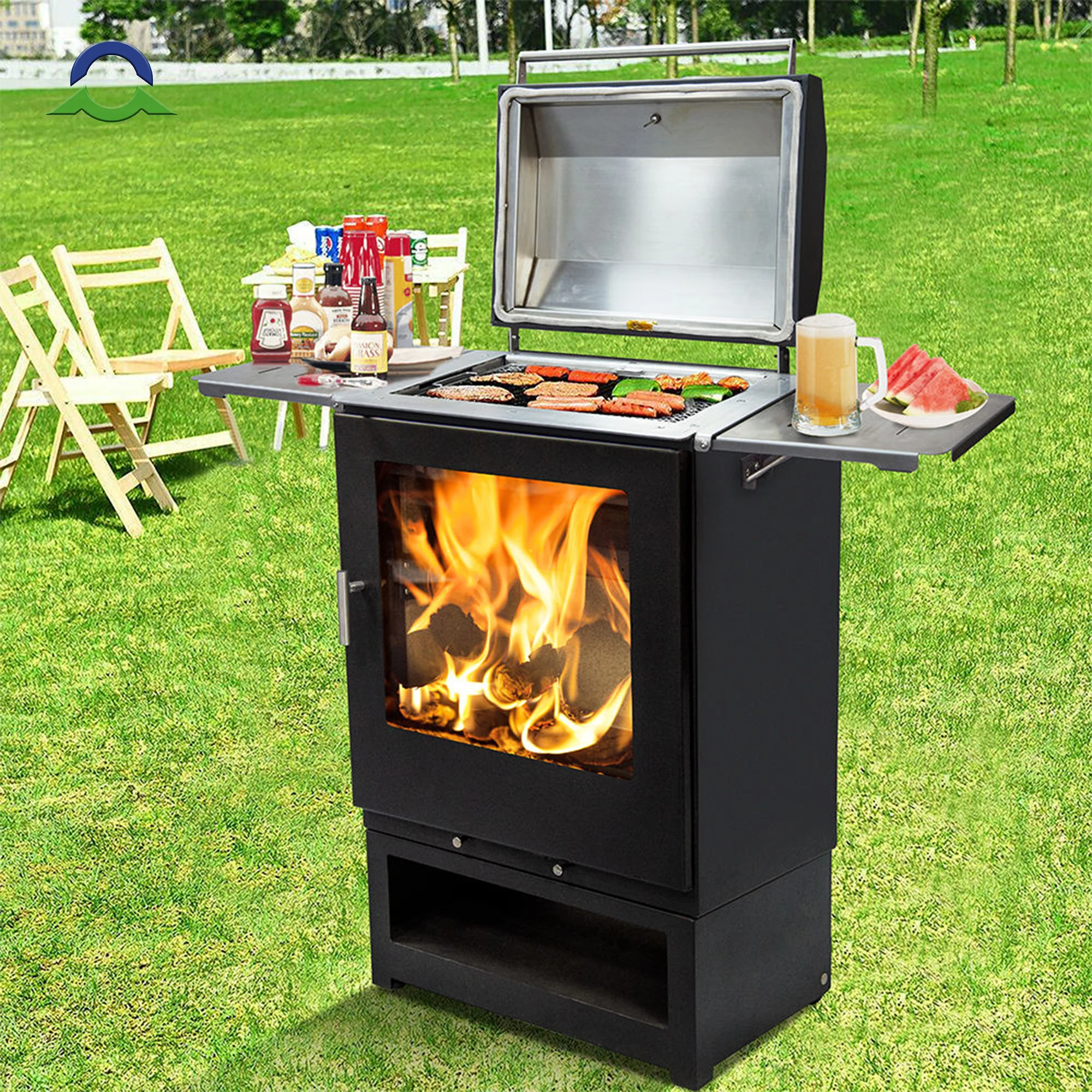 Modern Freestanding Outdoor Wood Stove Removable Grill and Pizza Oven for Garden Kitchen Stylish Kitchen Equipment