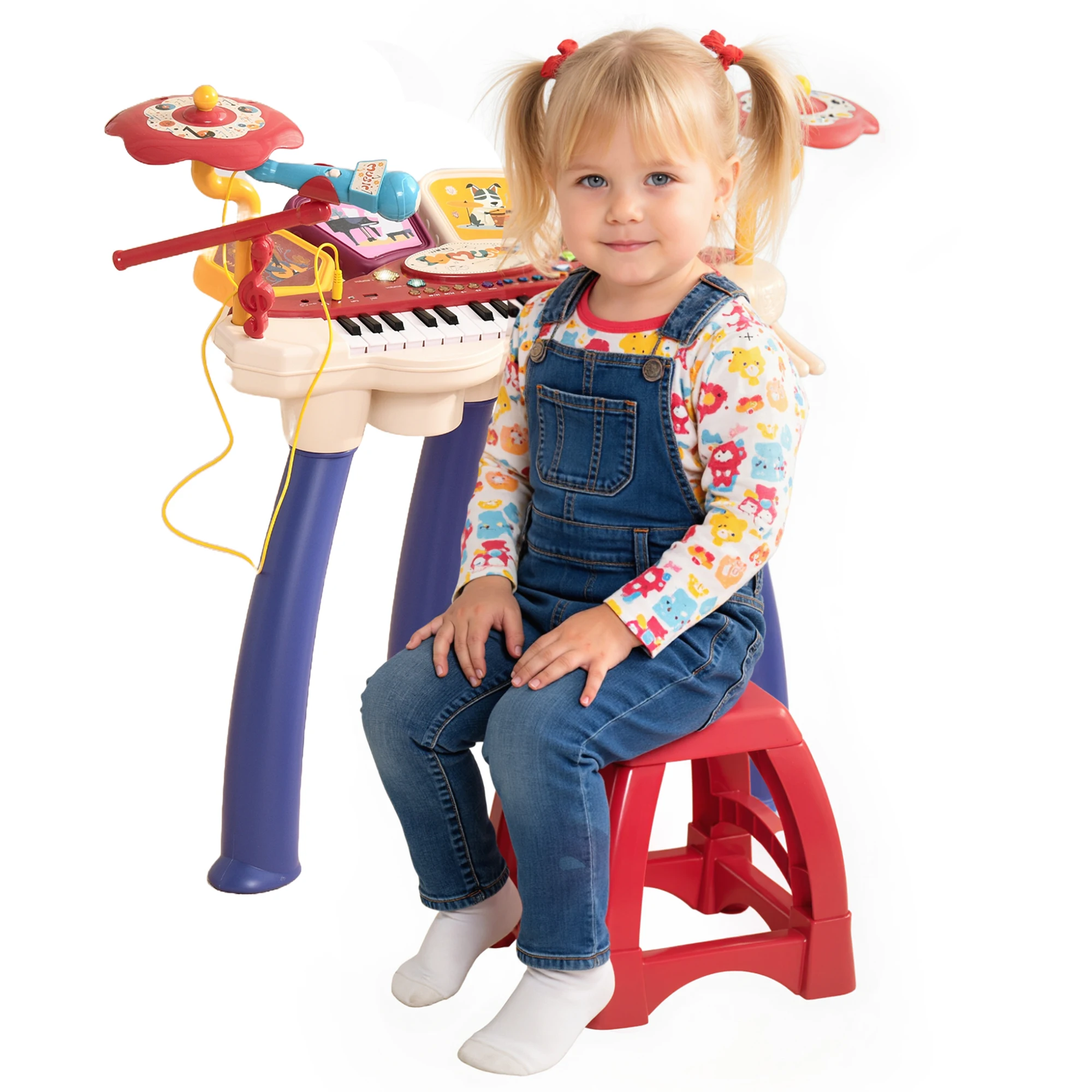 AIYAPLAY Piano Electrónico Infantil 2 en 1 de 32 Teclas 74x32,2x71 cm Multicolor