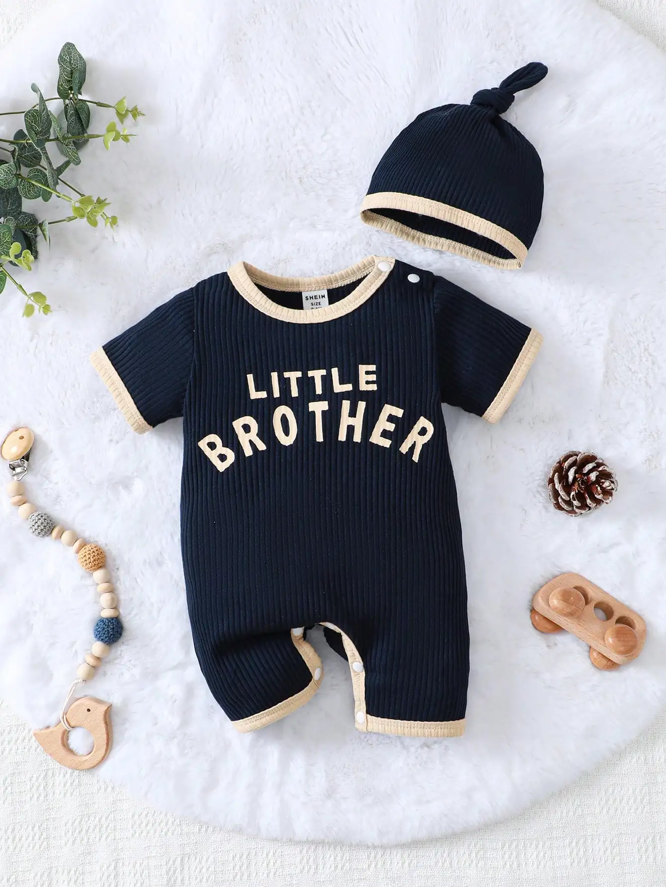 

New Baby Boy Short Sleeved Solid Color Pit Stripe Combed Cotton Simple Casual Daily Jumpsuit Pants