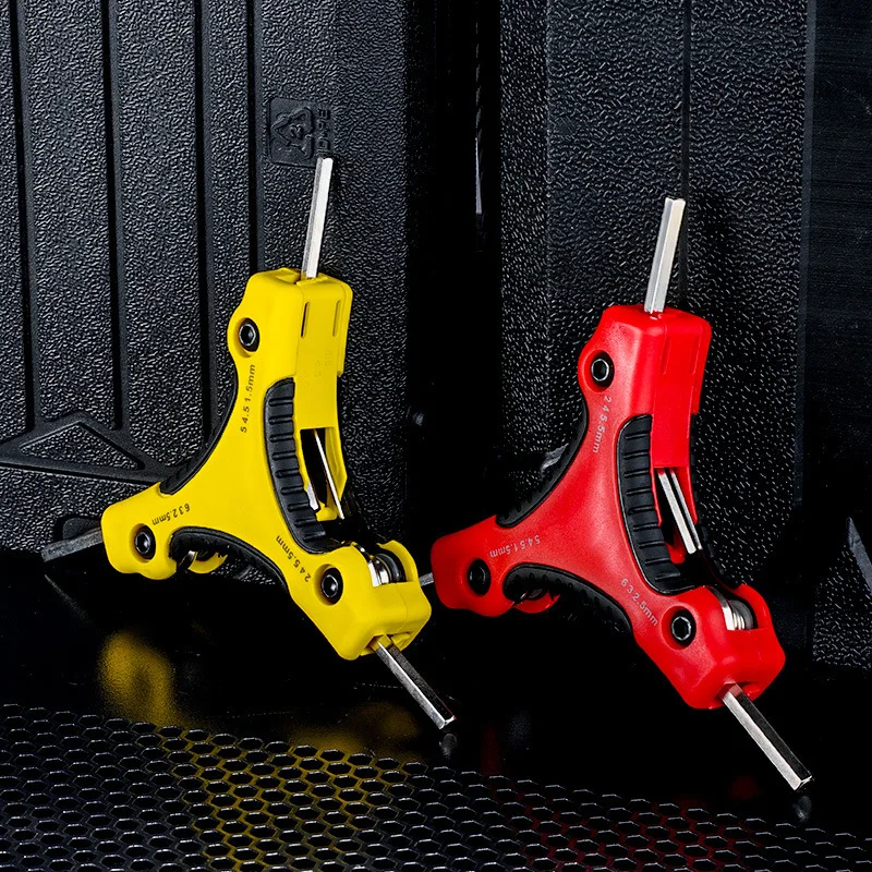 9 in 1 Triangular Inner Hexagon Wrench Hex Key Set Folding Maintenance Screwdriver Tool Universal Outer Hexagonal Plum Wrench