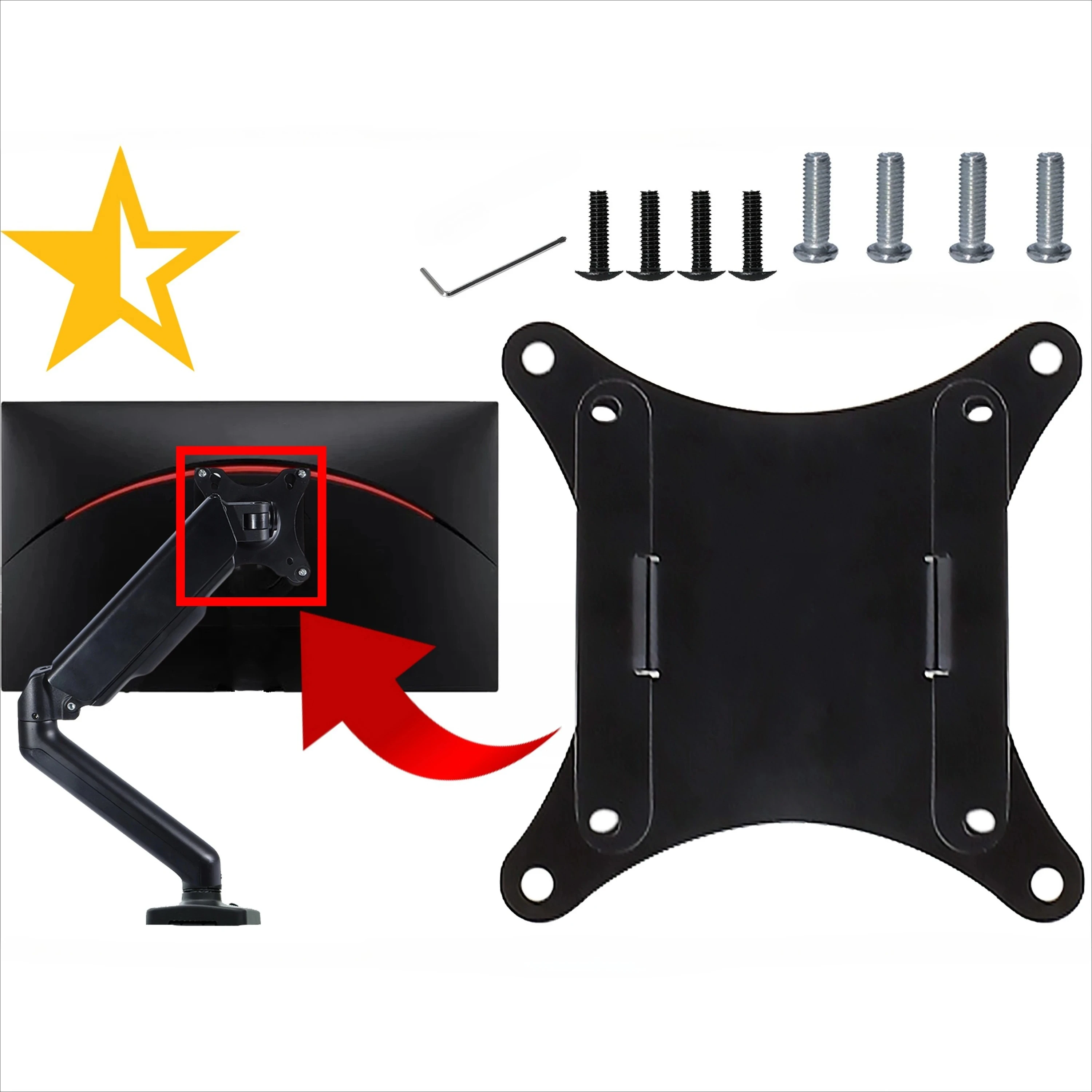 Adaptador de montaje VESA para Acer Predator X27U X1bmiiphx, Predator X32 X2, XV275K P3, X27U F5 Soporte de monitor para soporte/brazo