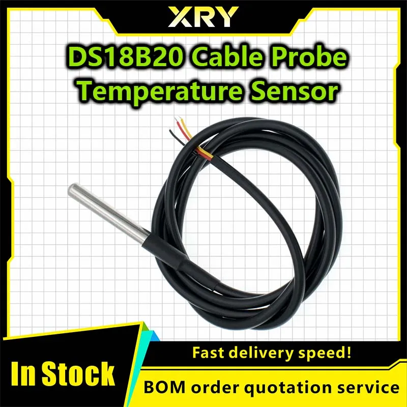 1pcs DS18b20 temperature probe temperature sensor 1M 2M 3M DS1820 Stainless steel package Waterproof 18B20 100cm/200cm/300cm
